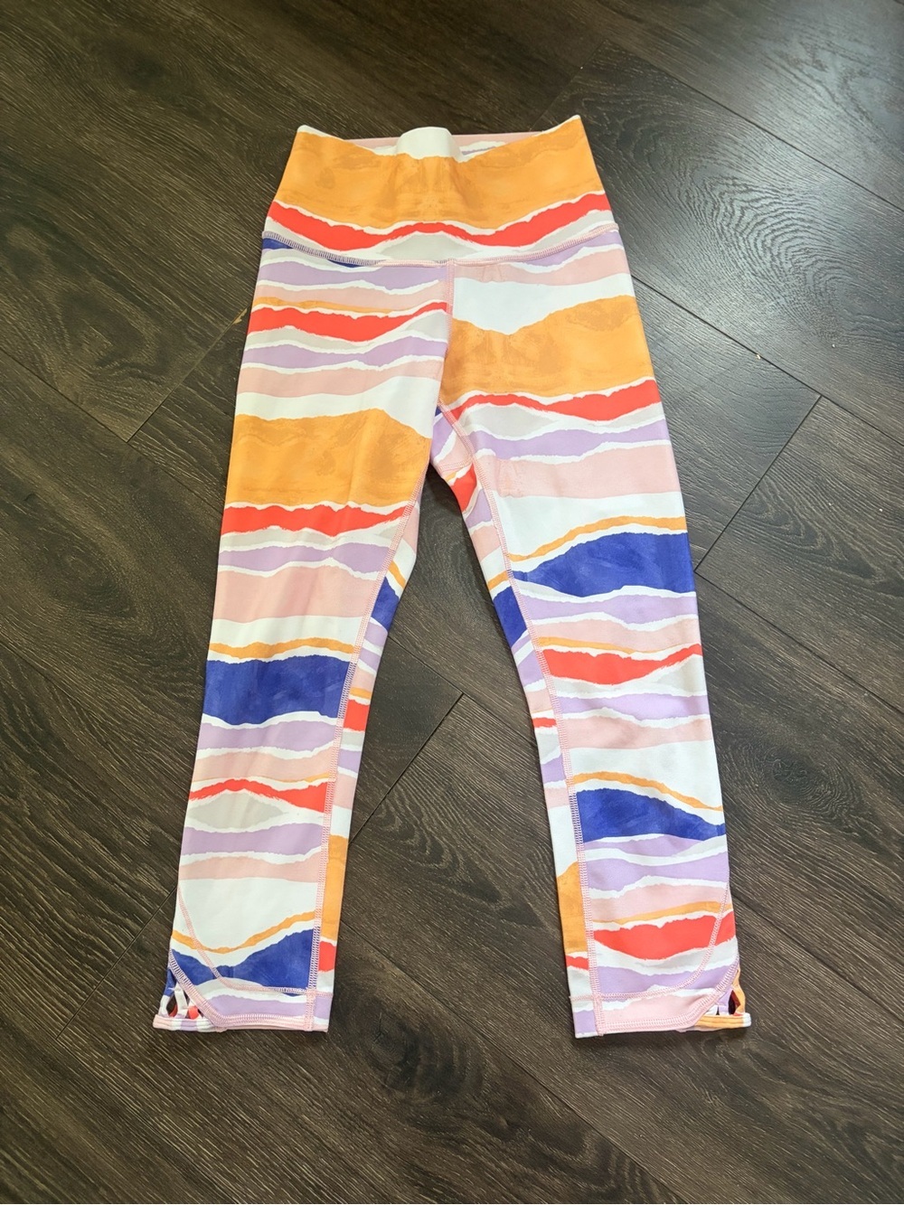 lululemon athletica Striped Wave Leggings - Orange, Blue & Pink